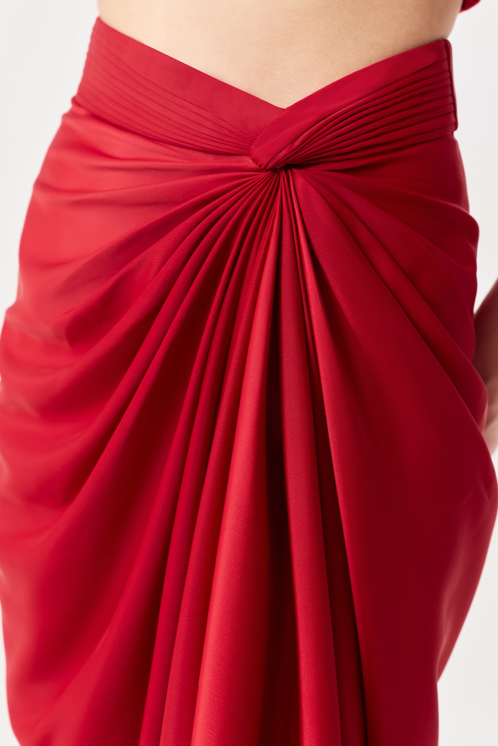 Draped Twist Skirt - Red