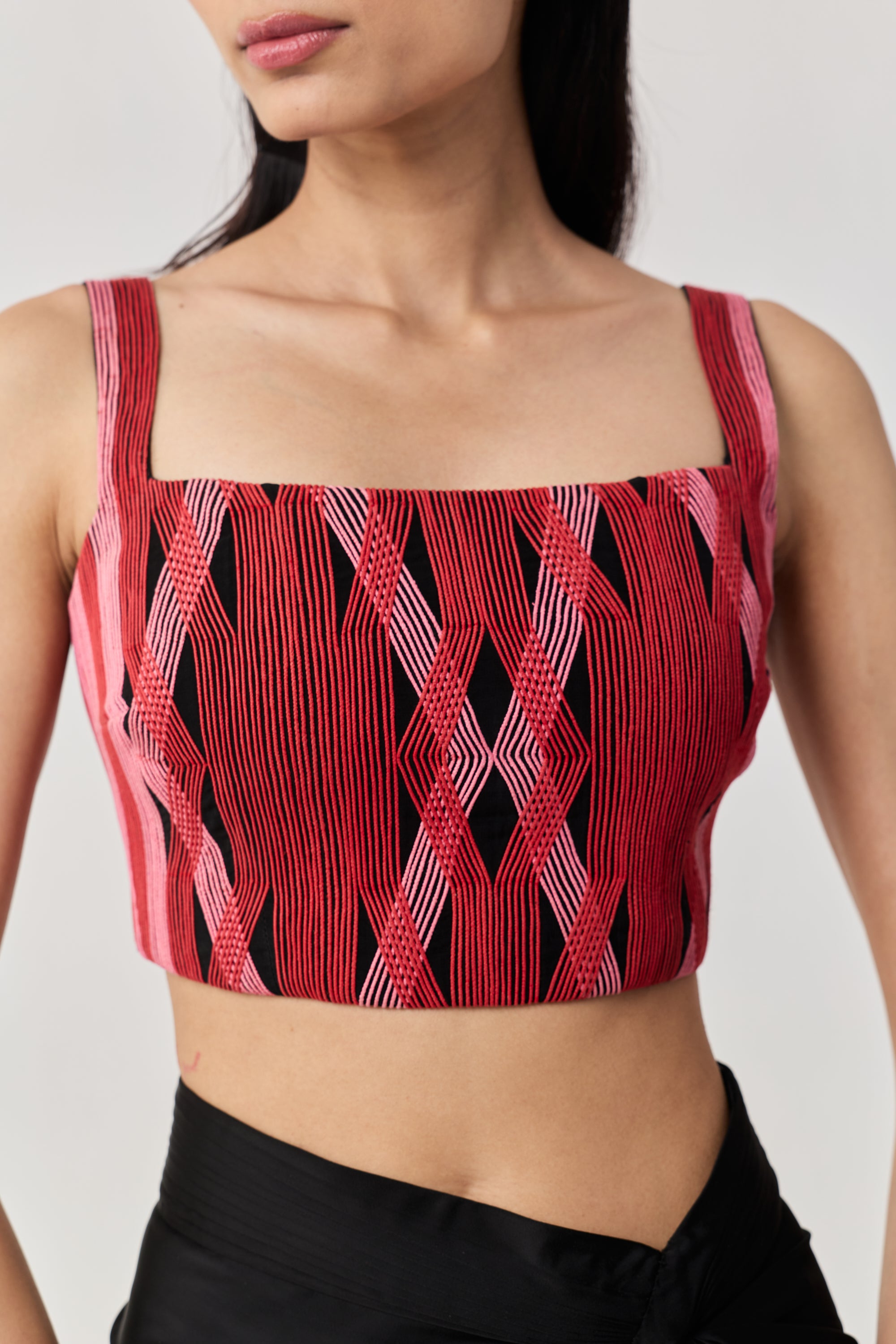 Entwined Corded Bustier - Black & Red