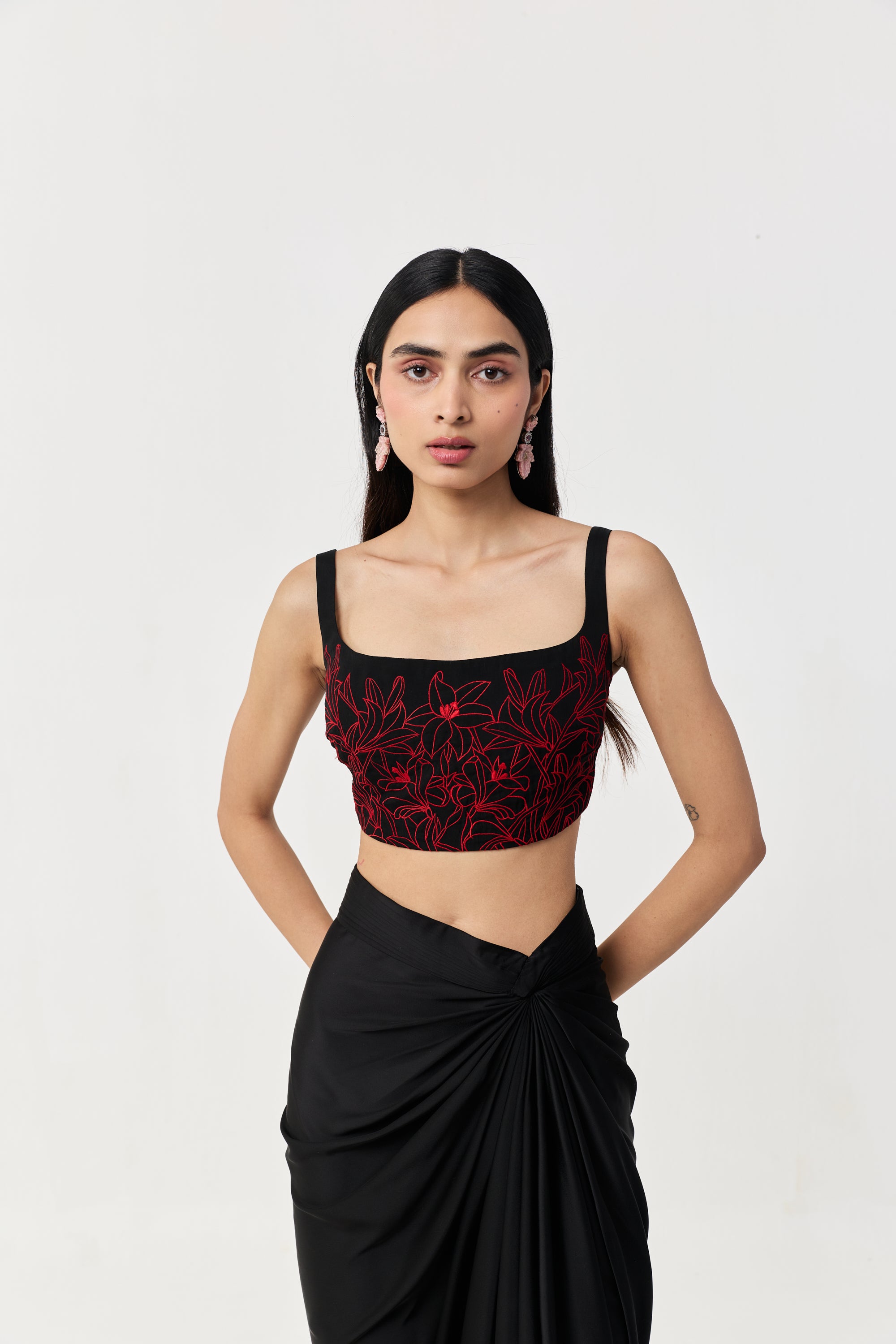 Wild Lily Bustier Skirt Set – Black & Red