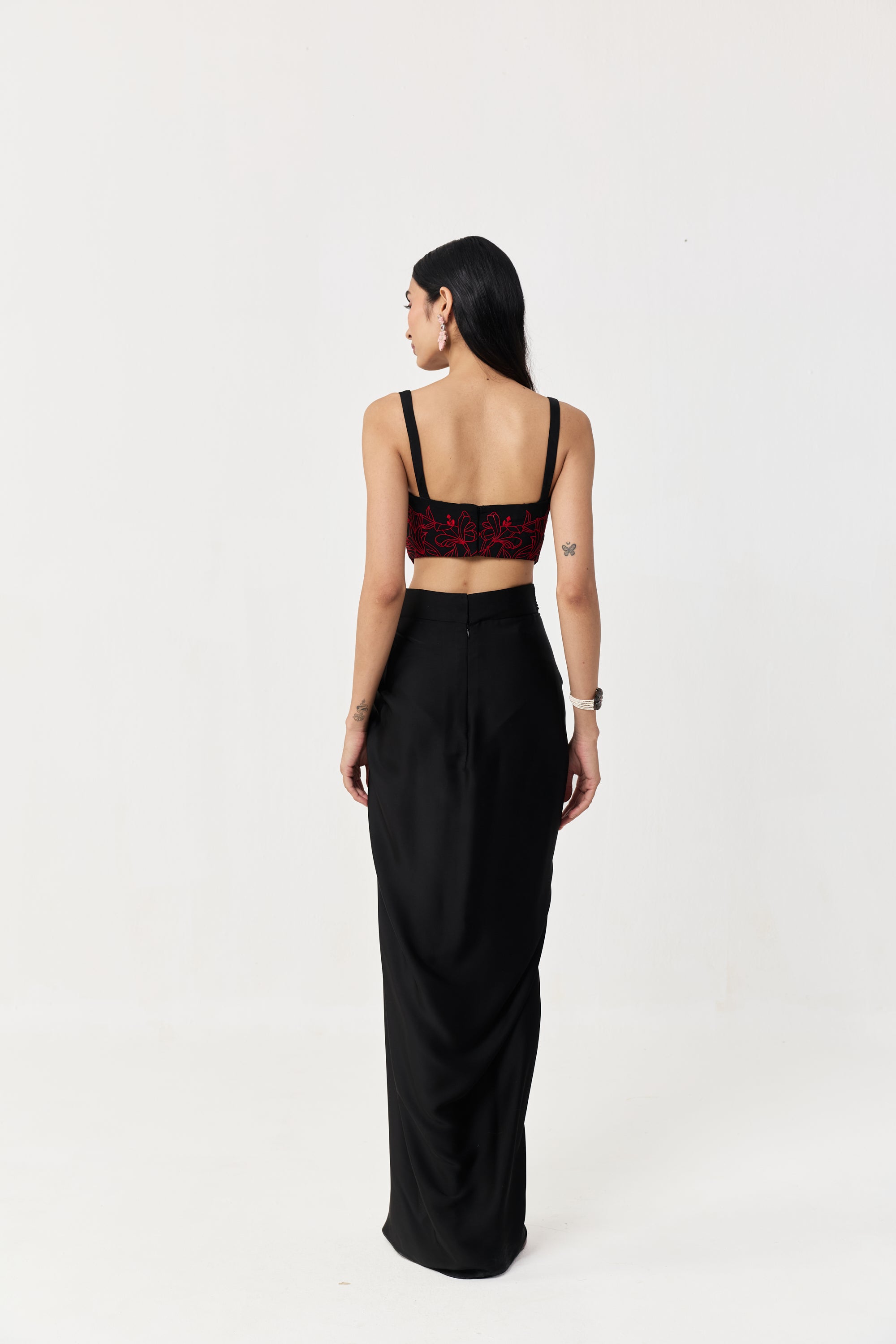 Wild Lily Bustier Skirt Set – Black & Red