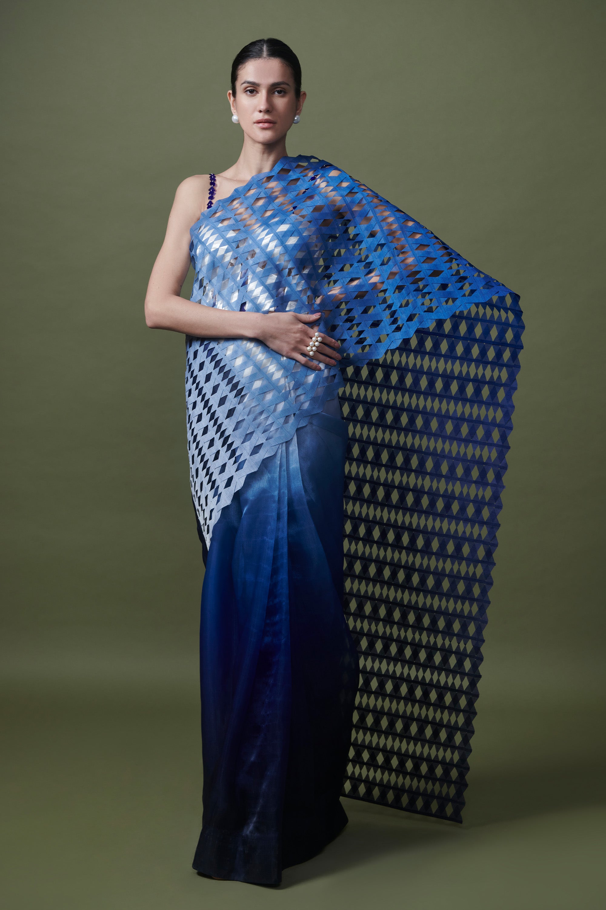 Gradient gauze saree