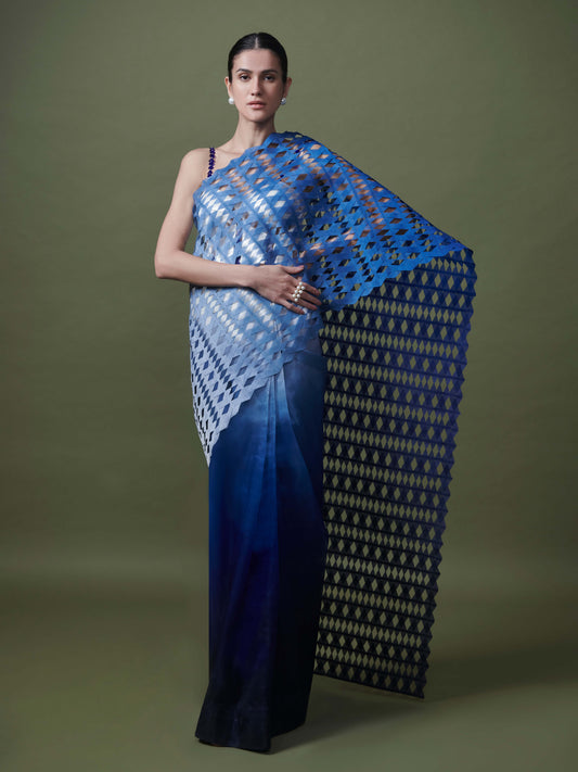Gradient gauze saree