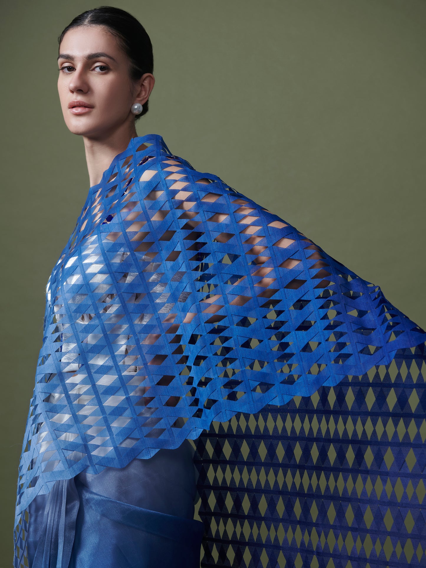 Gradient gauze saree