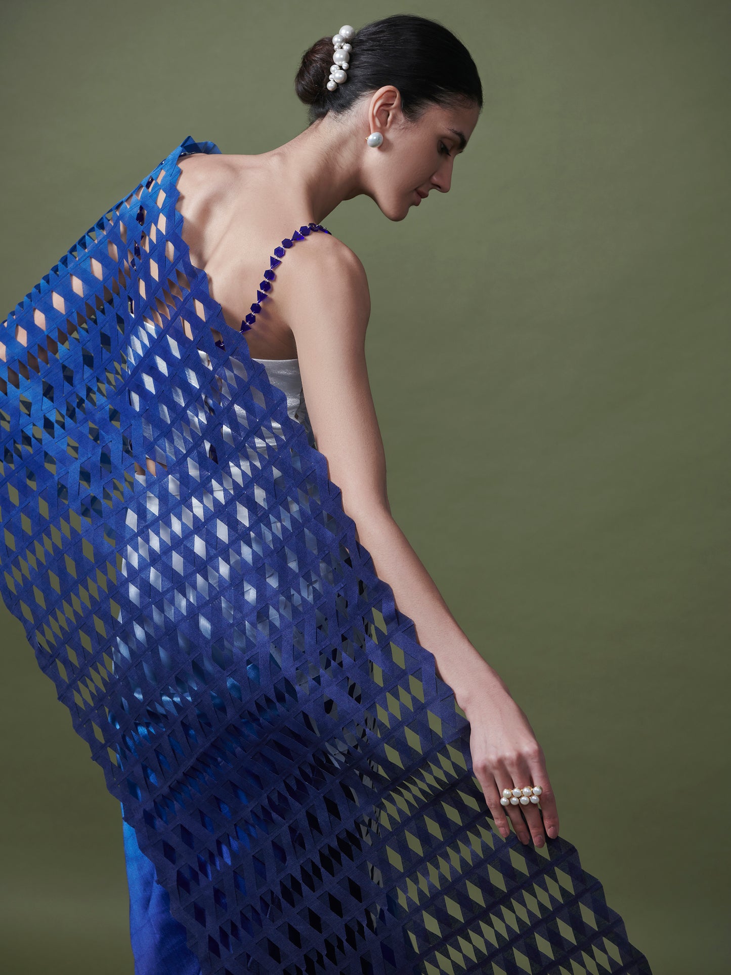 Gradient gauze saree