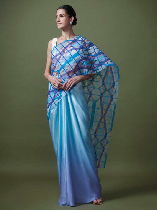 Polychromatic organza gauze saree
