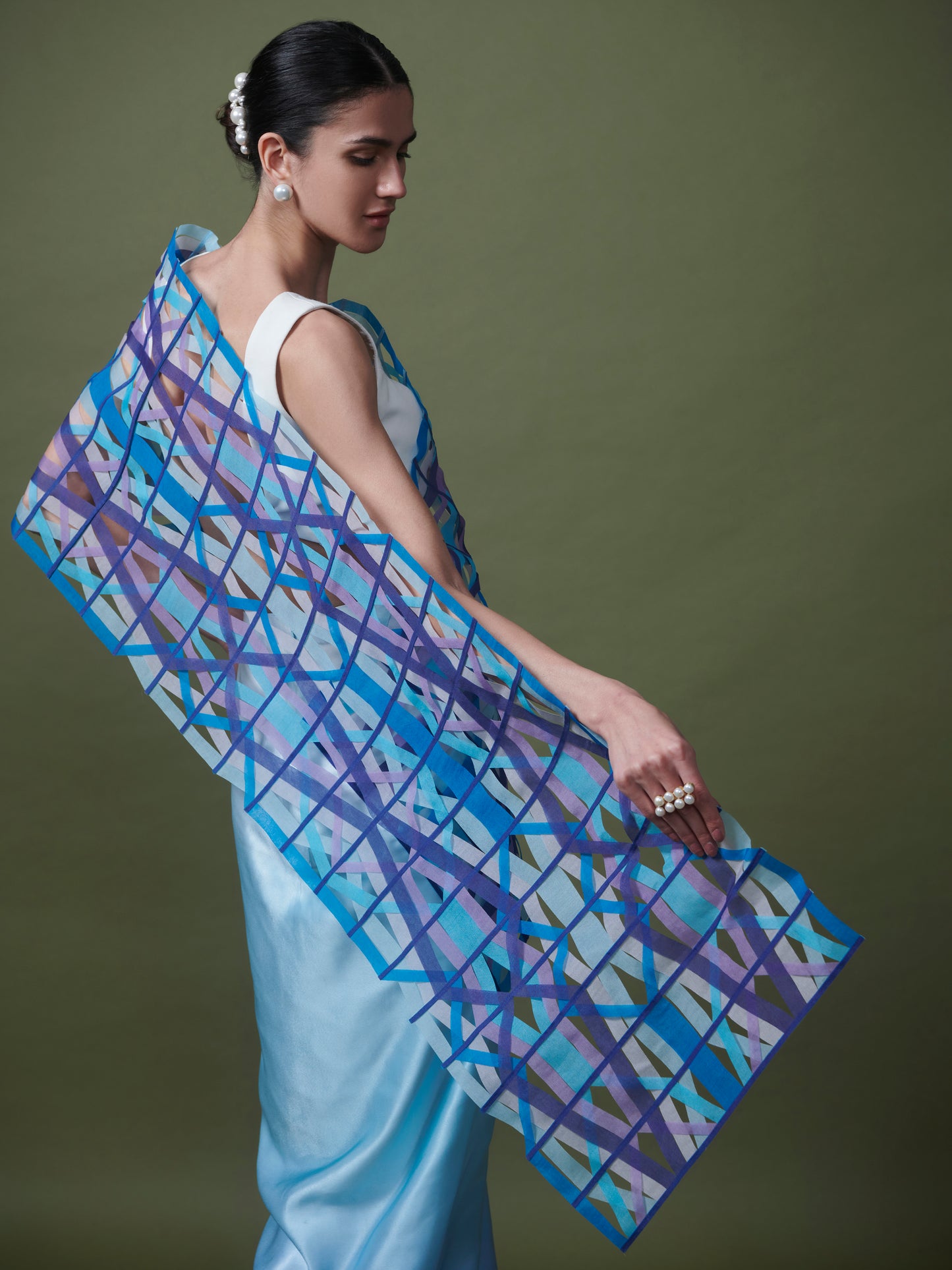 Polychromatic organza gauze saree