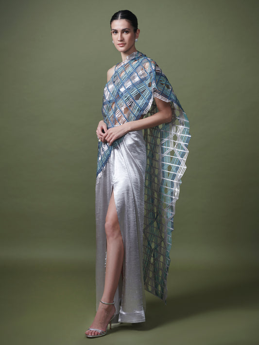 Monochrome gauze saree