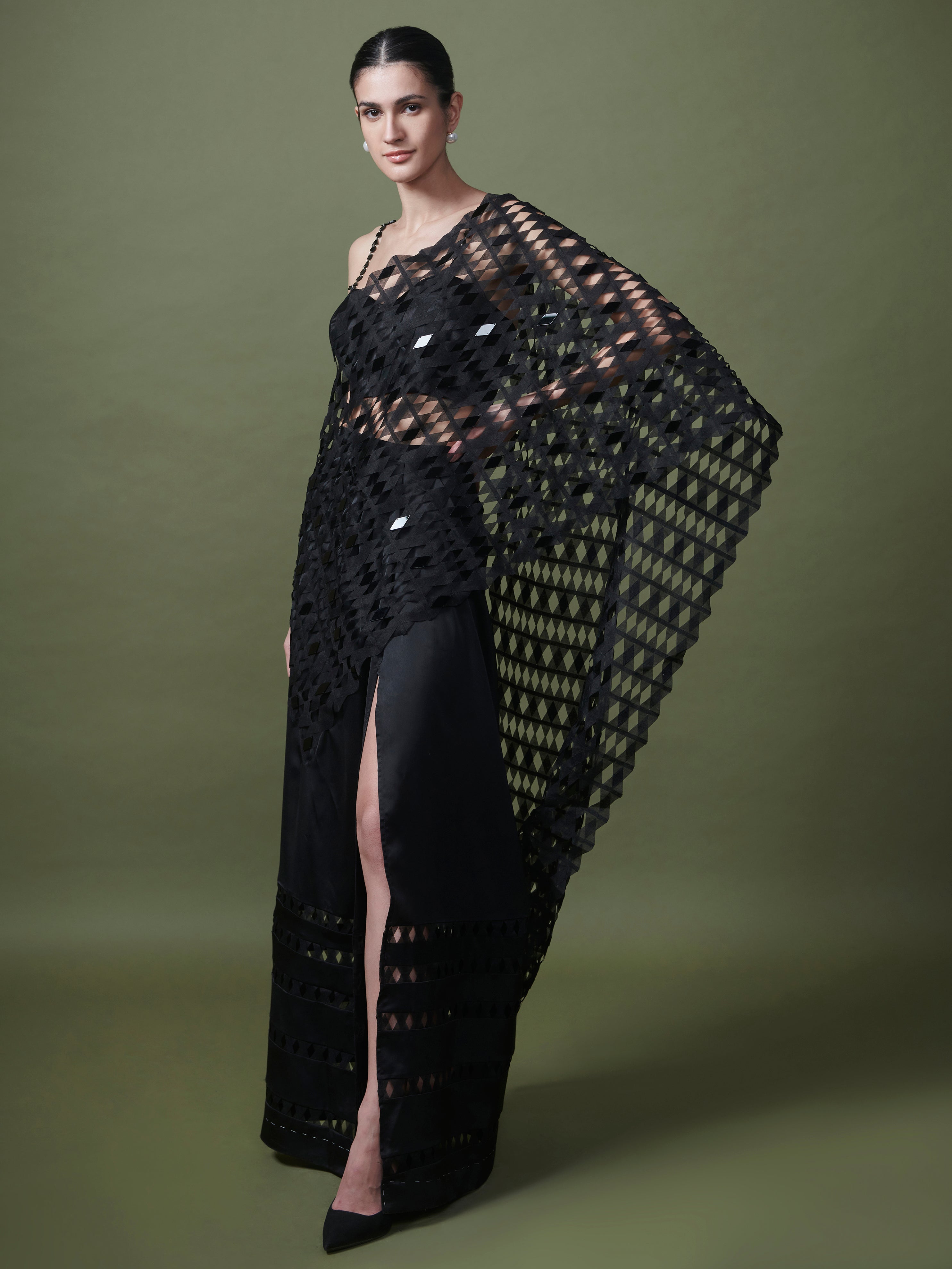 Beaded organza gauze saree