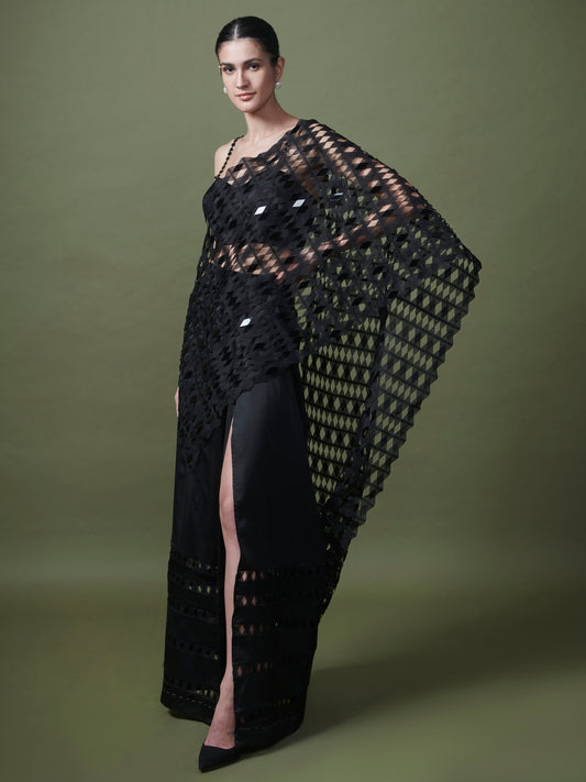 Beaded organza gauze saree