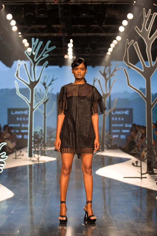 A-line dress with layered sleeves
