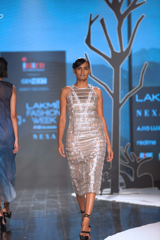 Metallic gauze dress